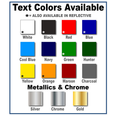 colors available for usdot number decals