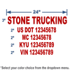 burgundy vinyl USDOT  number decal with 5 lines of text