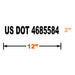 Red Vinyl Graphic of an example of a US DOT number for FMSCA compliance. Die-cut Vinyl truck decals with dimensions 2 inches and 12 inches.
