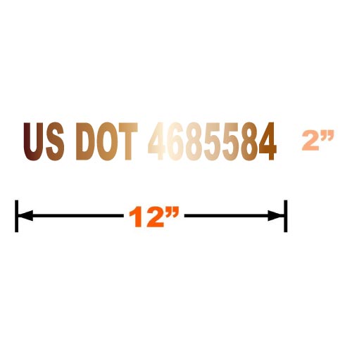 Copper Vinyl Graphic of an example of US DOT number 4685584 with dimensions 2 inches and 12 inches on a white background