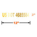 Gold Vinyl Graphic of an example of US DOT number 4685584 with dimensions indicated on a white background