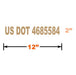 Gold Vinyl Graphic of an example of US DOT number 4685584 with dimensions labeled on a white background