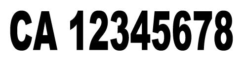 CA Number Decal 12X2