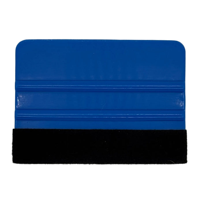 Blue 4-inch premium vinyl application squeegee with black felt edge