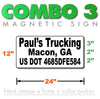 24 inch by 12 inch USDOT compliant magnetic sign for vehicles in black.