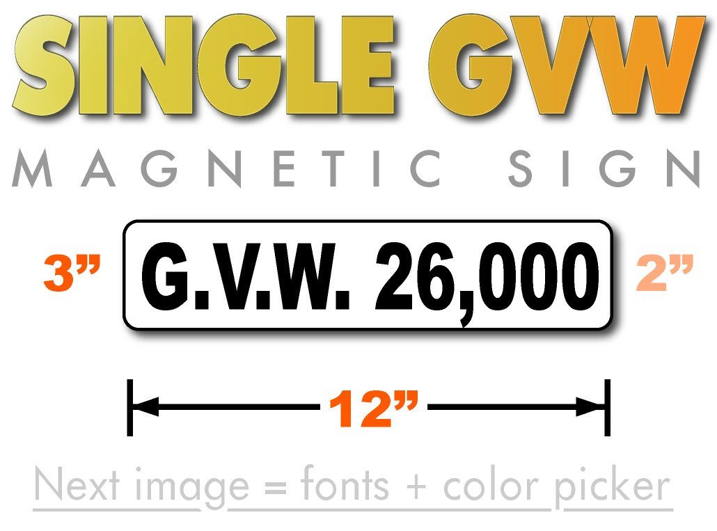 GVW Number Magnet Gross Vehicle Weight 12x3