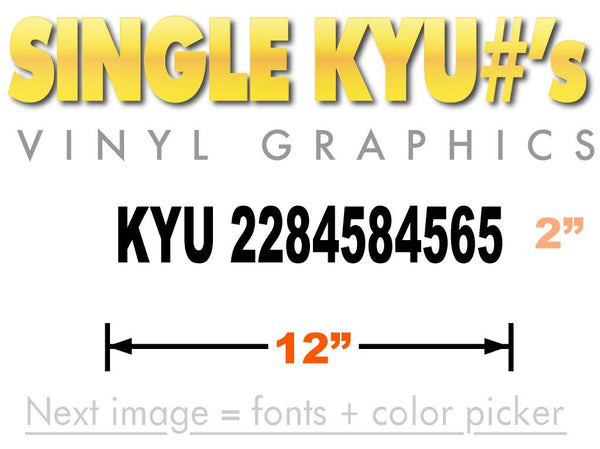 KYU Number Sticker Decal 12X2