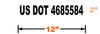 Dimensions of 2 inch tall (meets minimum requirements) USDOT vinyl decal with black lettering.