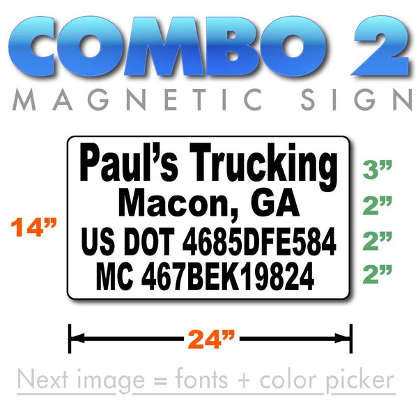 US DOT, MC, CA ＆ GVW Number Magnetic Sign
