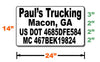 24x14 inch usdot number magnet with Lettering height by line