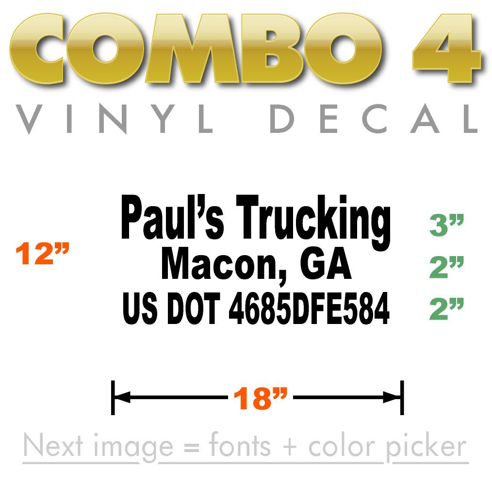 18 inch by 12 inch, 3 line us dot number sticker in black.