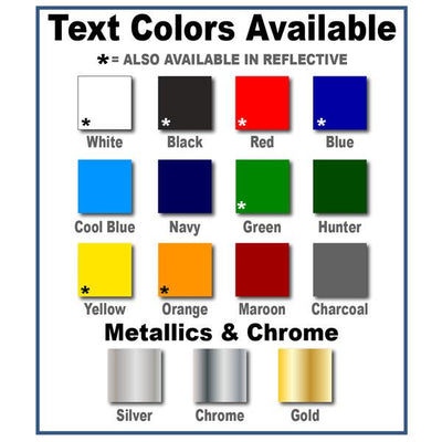 Text colors available on USDOT number decals