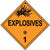 Class 1 explosives hazardous materials identification placard 