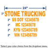 orange usdot number stickers with 5 lines of text for trucking compliance