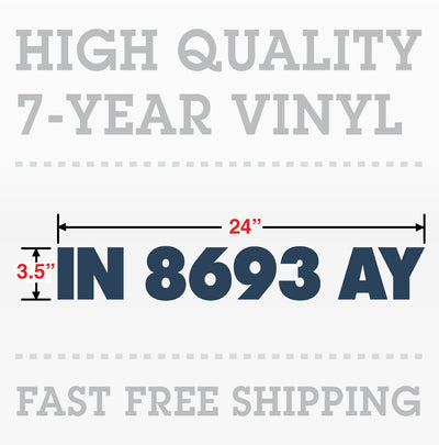 Dimensions of Large die-cut vinyl boat hull numbers measures 24 inches by 3 and a half inches