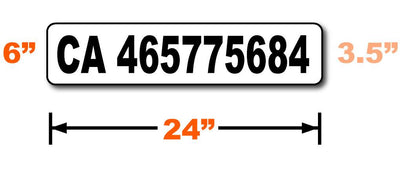 CA number magnetic sign with compliant lettering