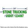 24x8 Green USDOT Number Sticker with 3" tall lettering includes company name and USDOT number