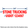 Red USDOT Number Sticker with 3" tall lettering includes company name and USDOT number