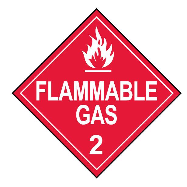 Class 2.1 Flammable Gas Red Hazmat Placard Decal or Magnetic Sign Placard