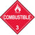 Class 3 Combustible Liquid Hazmat Placard Decal or Magnetic Sign Placard