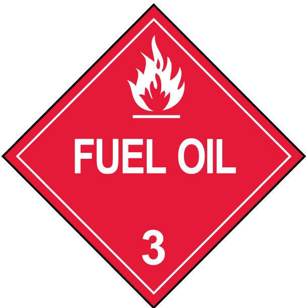 Class 3 Fuel Oil Flammable Placard Decal or Magnetic Sign Placard in Red