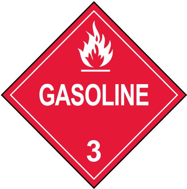 Gasoline Class 3 Fuel Oil Flammable Placard Decal or Magnetic Sign Placard in Red