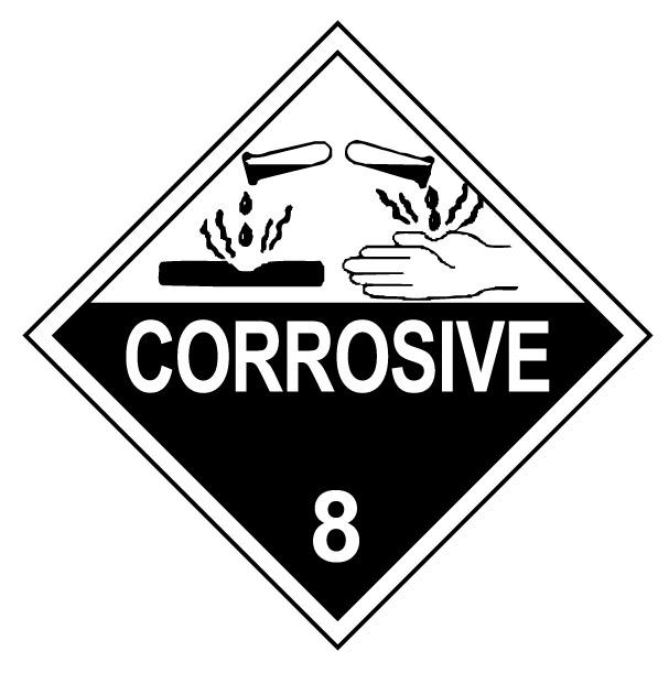 Class 8 Corrosive Hazmat Placard Decal or Magnetic Sign Placard
