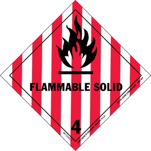 Class 4 Flammable Solid Placard Decal or Magnetic Sign HAZMAT