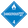Class 4 Dangerous When Wet Placard Decal or Magnetic Sign Placard HAZMAT