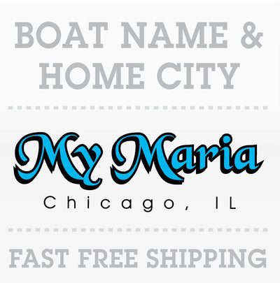 Boat Name and Hailing Port Stickers for Stern of Watercraft Vessel 18x6"