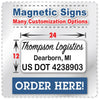 USDOT Number Magnetic Sign with Company Name, City, & DOT Number | 24x12