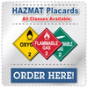 Class 2.1 Flammable Gas Red Hazmat Placard Decal or Magnetic Sign Placard