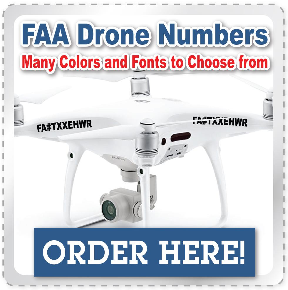 FAA Compliant Drone Registration Number Stickers 4 Pack