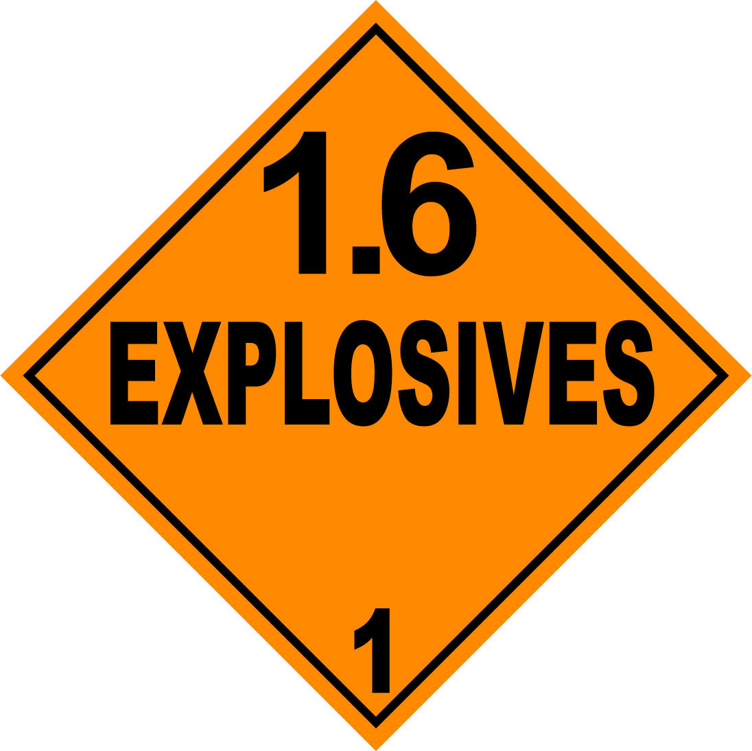Class 1.6 Explosives HAZMAT Warning Sticker Label