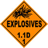 Class 1.1D Explosives Hazmat Placard Decal or Magnetic Sign Placard