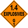 Class 1.4G Explosives Hazmat Placard Decal or Magnetic Sign Placard
