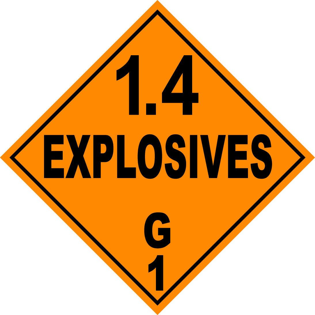 Class 1.4G Explosives Hazmat Placard Decal or Magnetic Sign Placard
