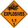 Class 1.1 Explosives Hazmat Placard Decal or Magnetic Sign Placard