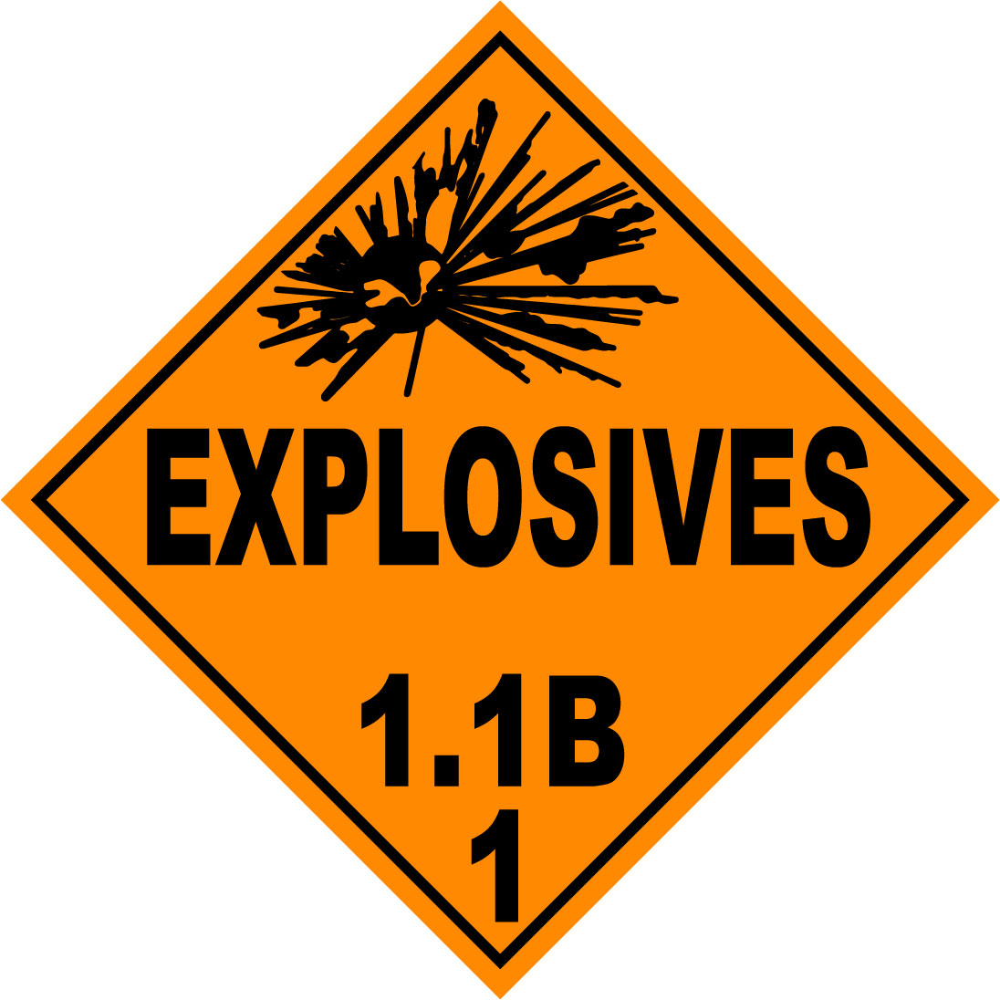 Class 1.1B Explosives Hazmat Placard Decal or Magnetic Sign Placard ...