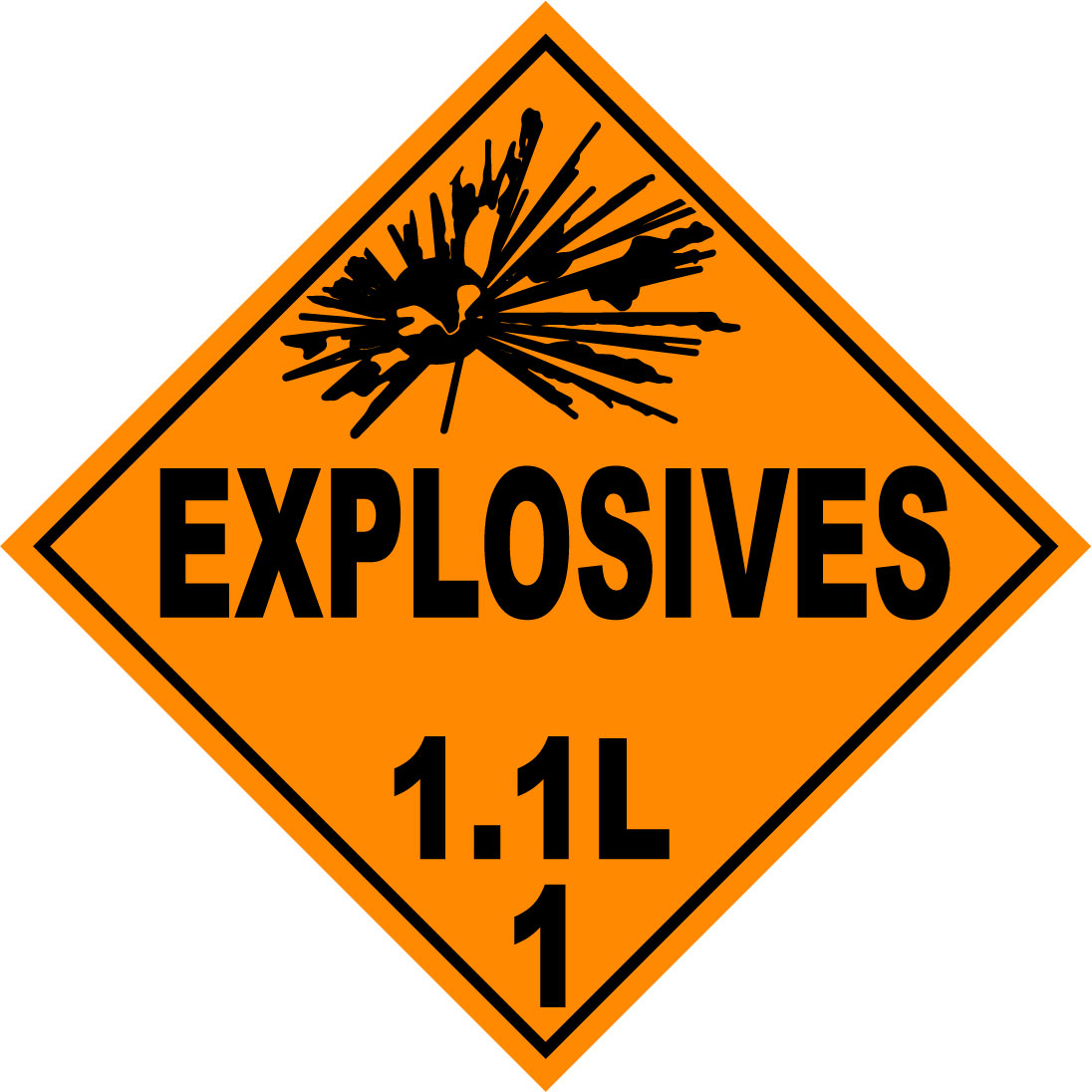 Class 1.1L Explosives Hazmat Placard Decal or Magnetic Sign Placard