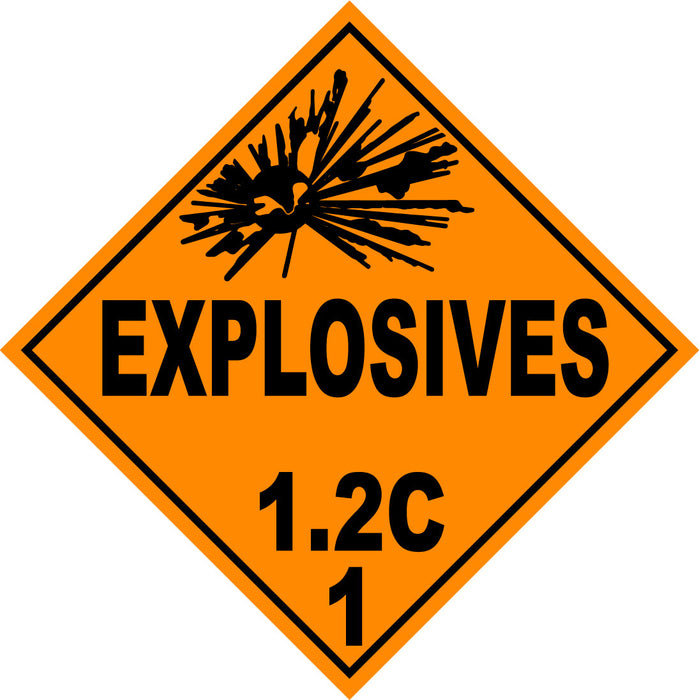 Class 1.2C Explosives Hazmat Placard Decal or Magnetic Sign Placard