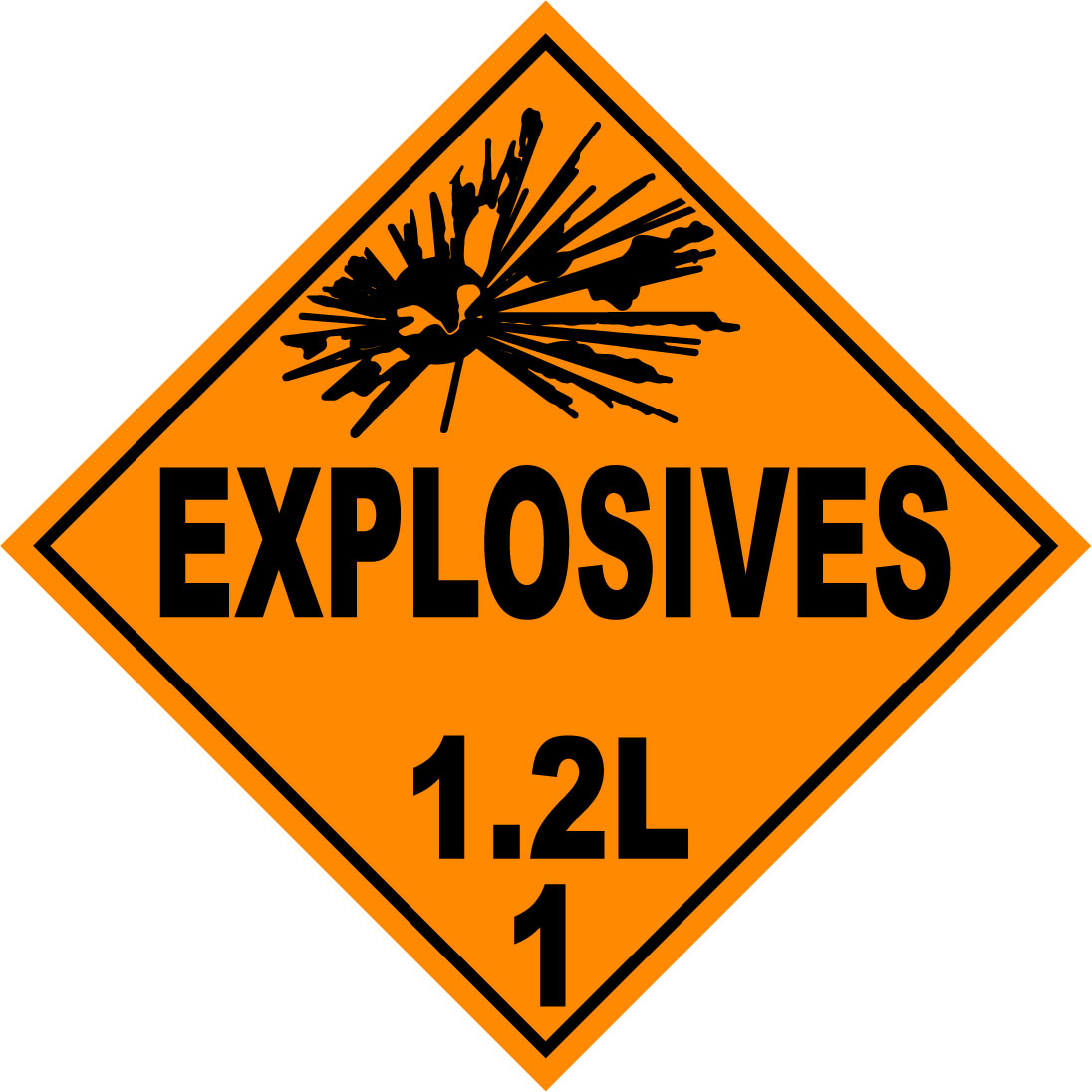 Class 1.2L Explosives Hazmat Placard Decal or Magnetic Sign Placard ...