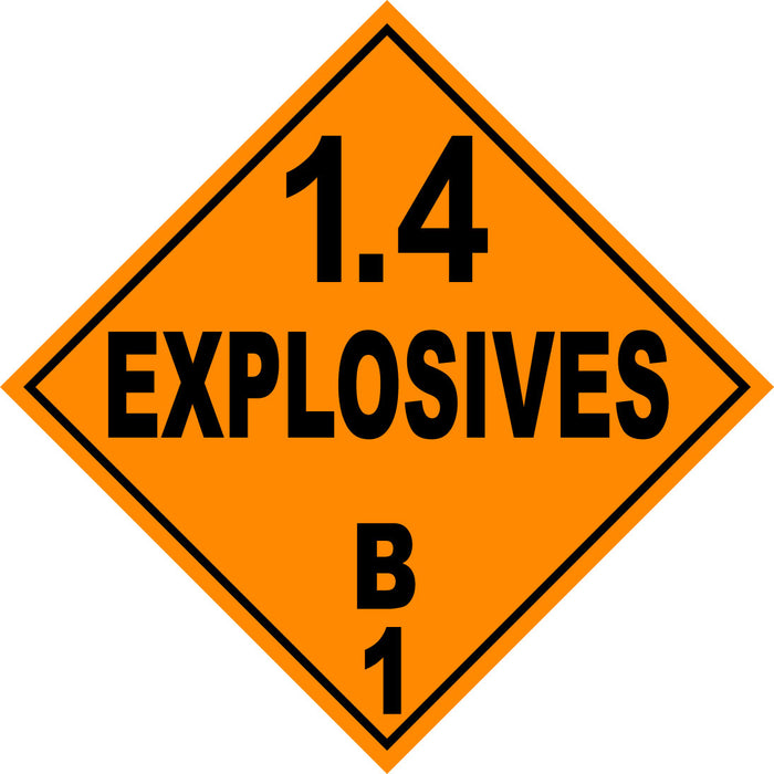 Class 1.4B Explosives Hazmat Placard Decal or Magnetic Sign Placard
