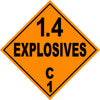 Class 1.4C Explosives Hazmat Placard Decal or Magnetic Sign Placard