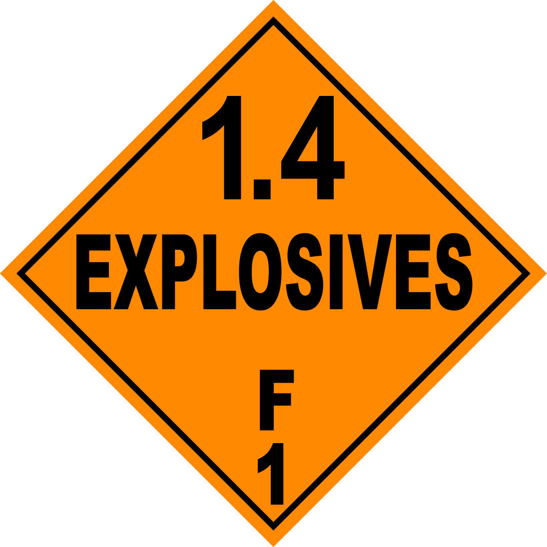 Class 1.4F Explosives Hazmat Placard Decal or Magnetic Sign Placard