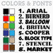 Basic fonts and vinyl colors available for our boat registration numbers