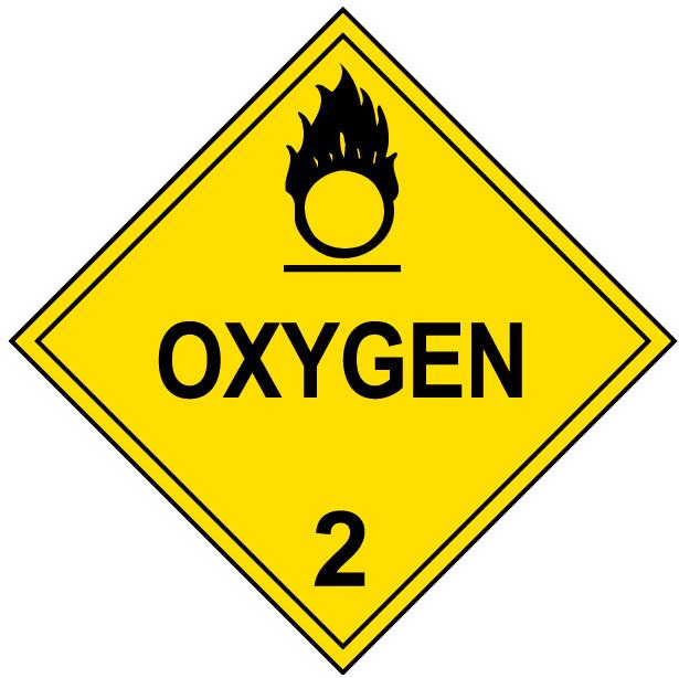 Class 2 Oxygen HAZMAT Warning Sticker Label
