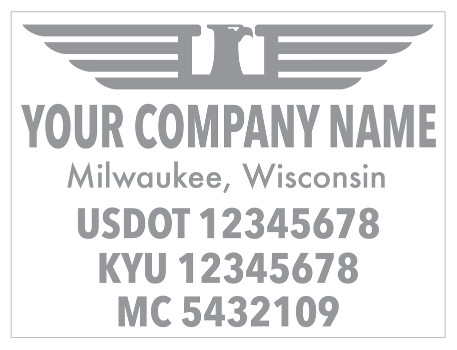 Premium USDOT Number Decal for Cab Door with Logo Template | Eagle Crest S2
