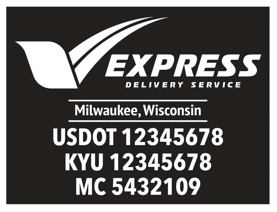 Customizable Logo with USDOT Number Sticker | Check Mark S7 | 24"x16"