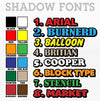 Color picker and fancy font selector with drop shadows